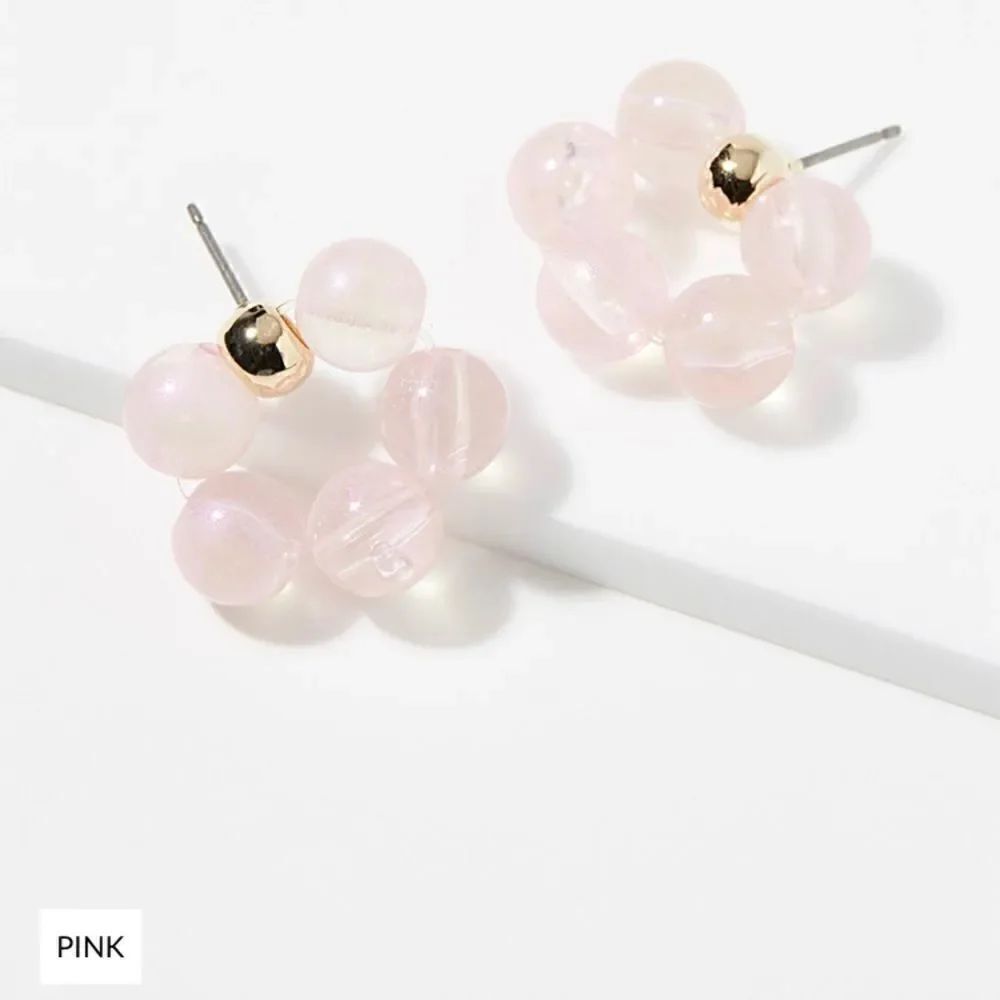 🌸Cutie Pink  Glass Hoops